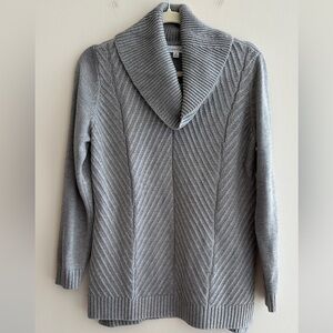 Calvin Klein Cable Knit Cowl Neck Grey Sweater, Women’s Medium Gray Pullover